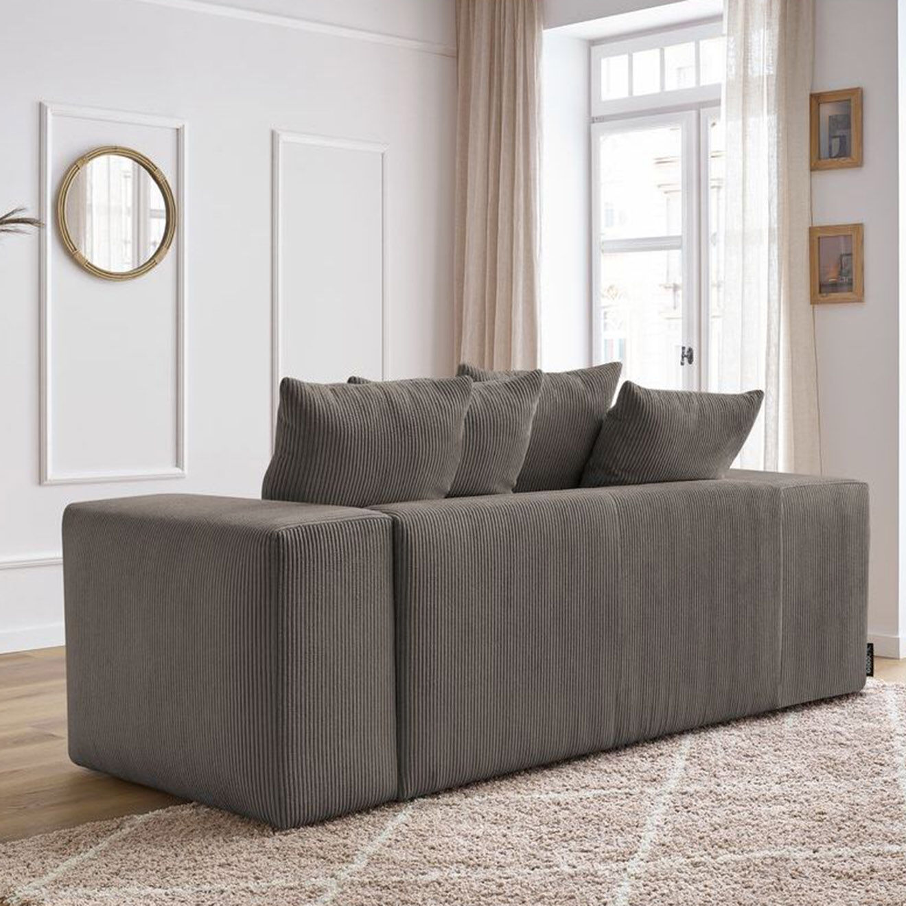 Bobochic Canapé 2 places moelleux voltaire taupe - 220x124x75 cm