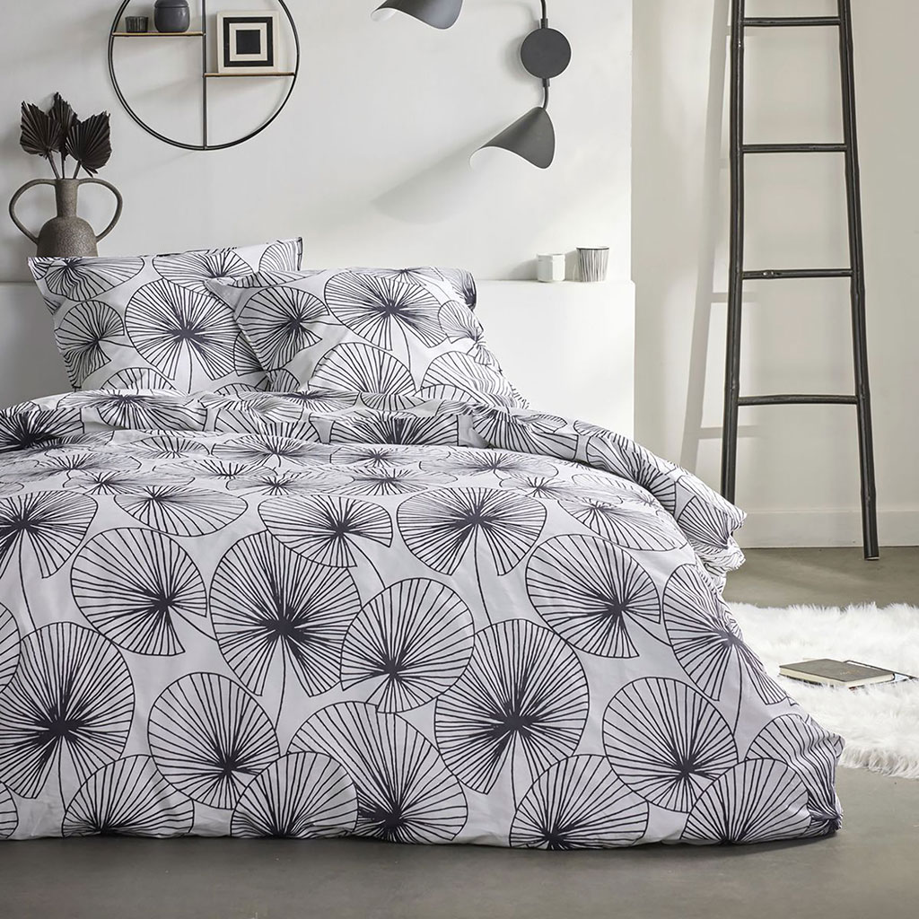 Parure housse de couette Sunshine noir blanc 260x240cm