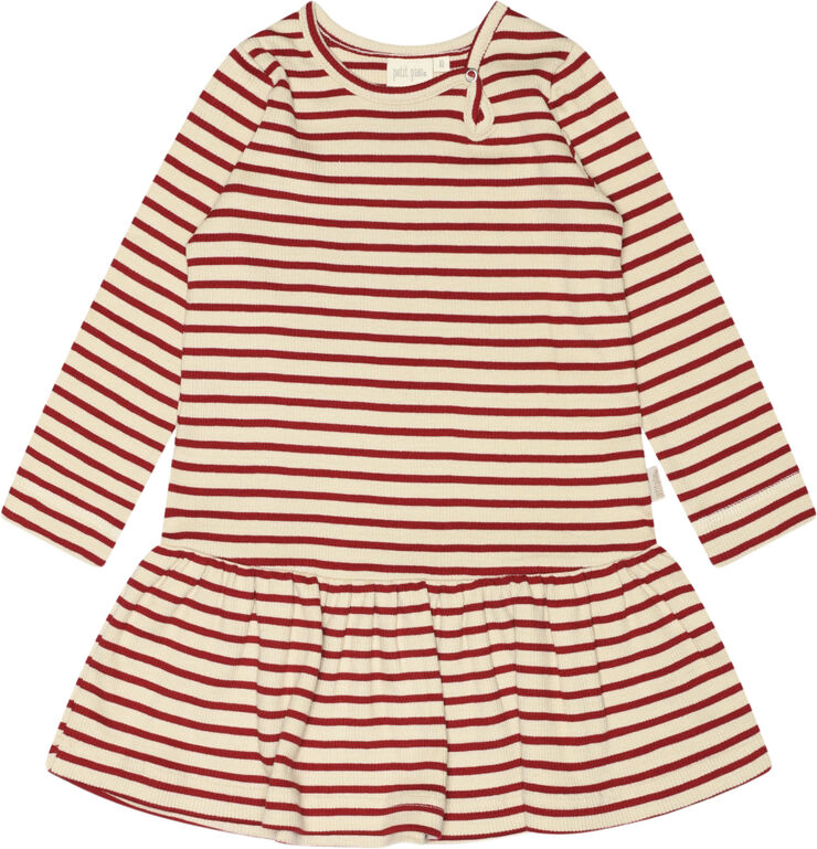 PETIT PIAO Dress L/S Modal Striped Chili pepper/dark