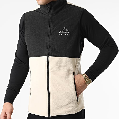 Veste Polaire Sans Manches No Bred Fleece Noir Beige