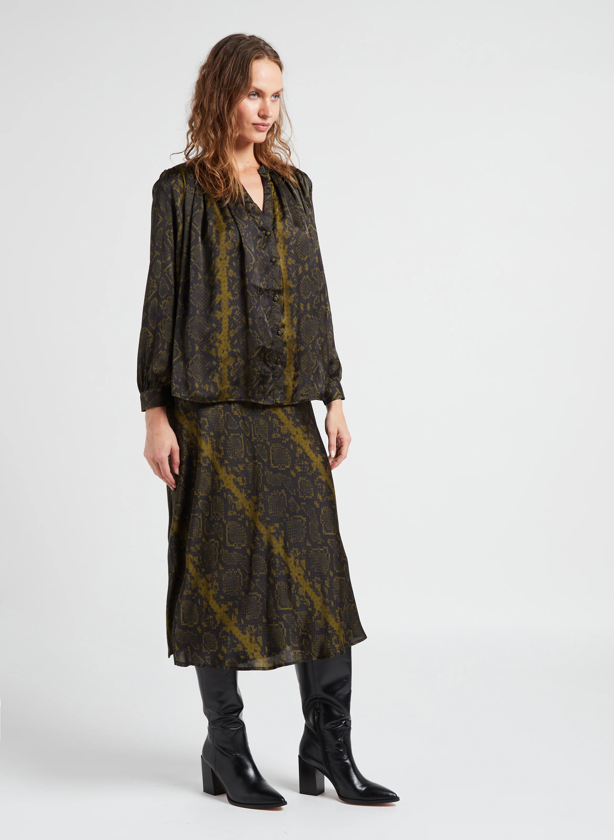 ARSO - Blouse col tunisien satinée | Noir