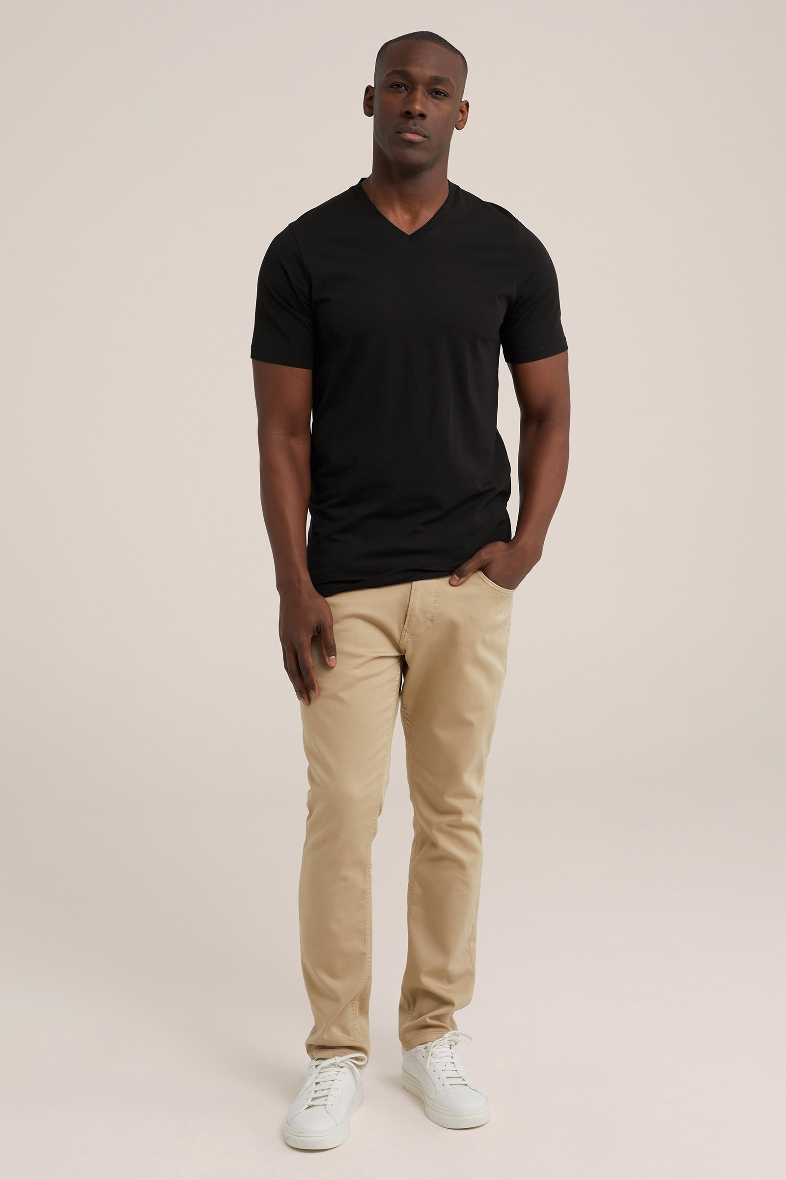 tall fit T-shirt, 2-pack WE Fashion Zwart