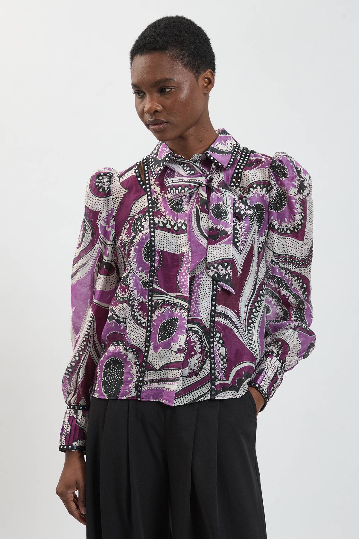 KarenMillen Chemisier À Manches Longues Imprimé Fleuri Avec Clous