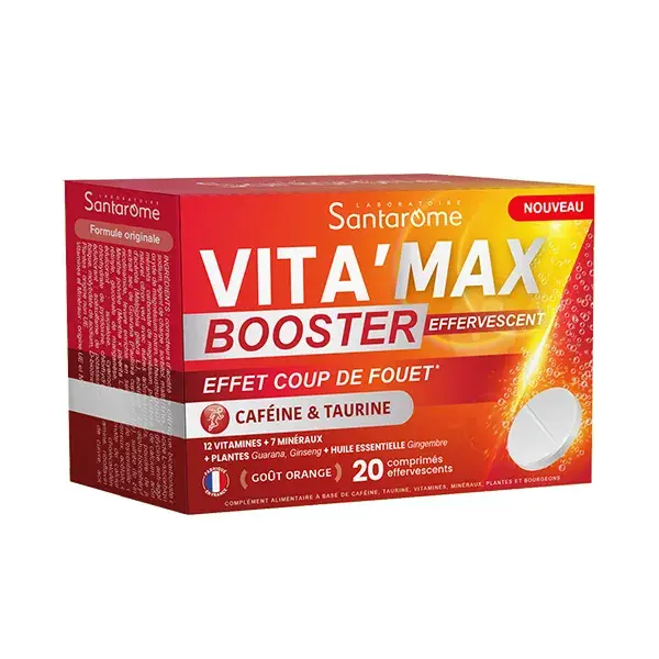 Santarome Vita'Max Booster Efervescente com Cafeína e Taurina - 20 comprimidos