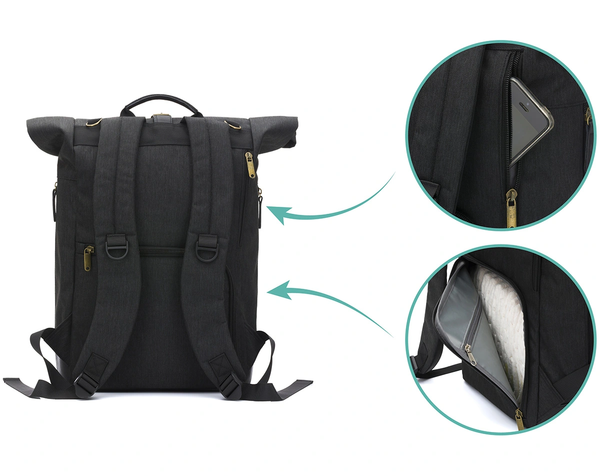 Wickelrucksack BERLIN X (39x16x53) in schwarz