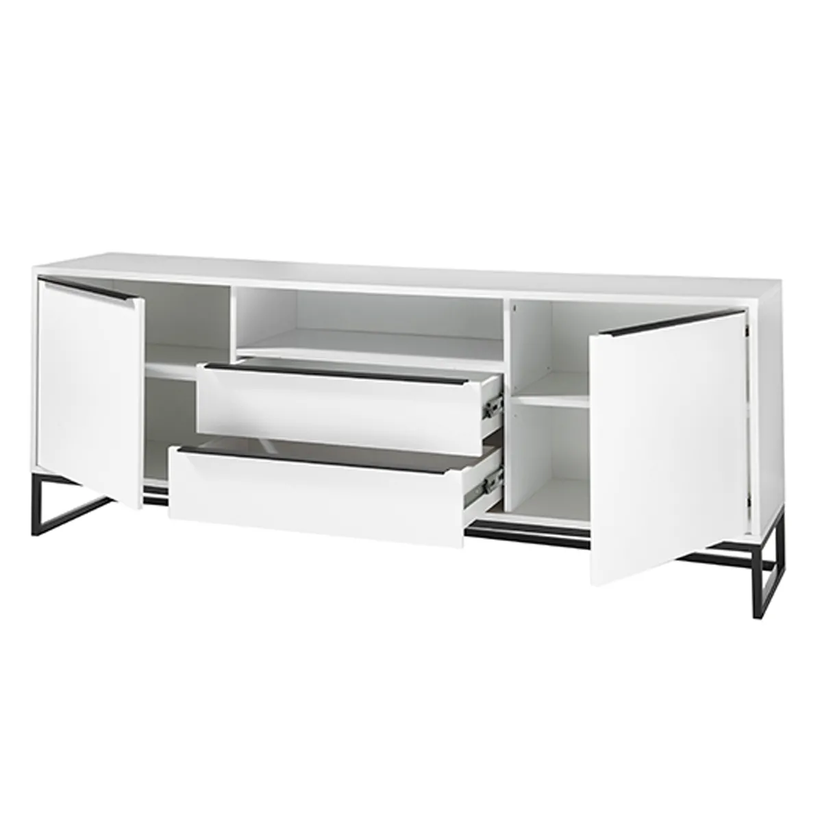 Pegane Meuble TV Blanc Laqué 184 cm