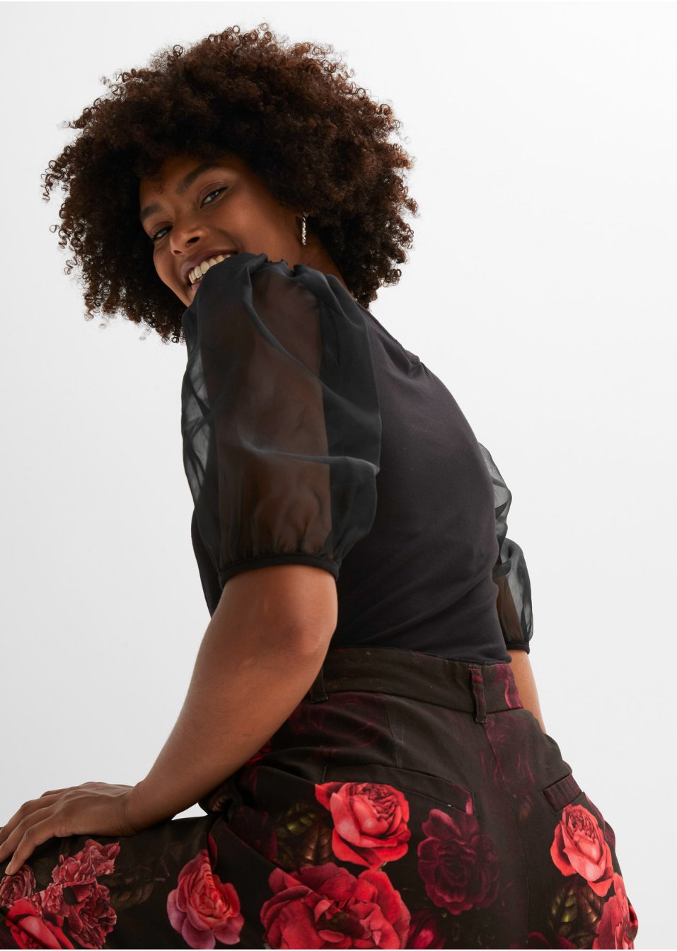 Pantalon large, taille haute