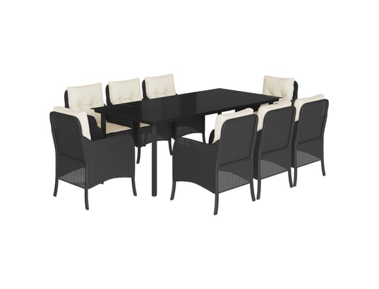 LES TENDANCES - Ensemble table et chaises de jardin-noir-8 places-451636