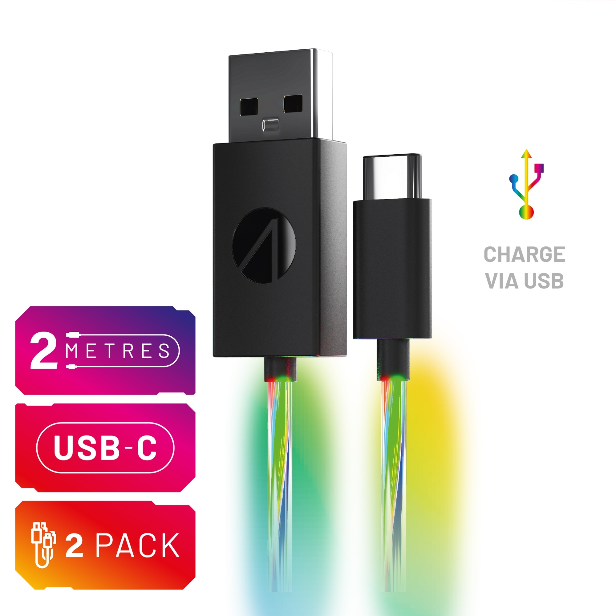 Stealth USB-Kabel »USB-C Ladekabel (2x 2m) mit LED Beleuchtung« USB Typ C 200 cm Beleuchtung