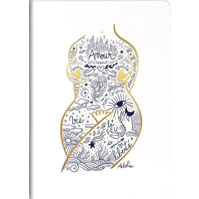 Adolie, Carnet cousu fil A5 14,8x21 cm, 64 pages, ligné, ass.