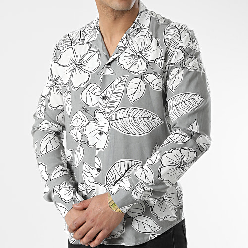 Chemise Manches Longues G-9032 Gris Blanc