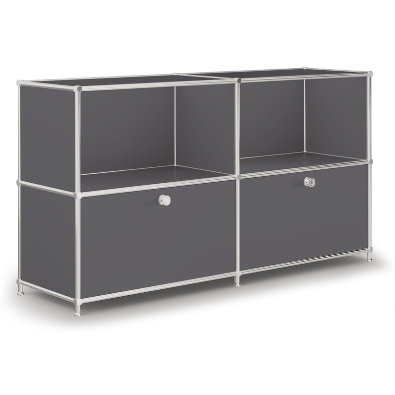 Sideboard VEROM, 2 Schubladen, 2 Fächer, grau