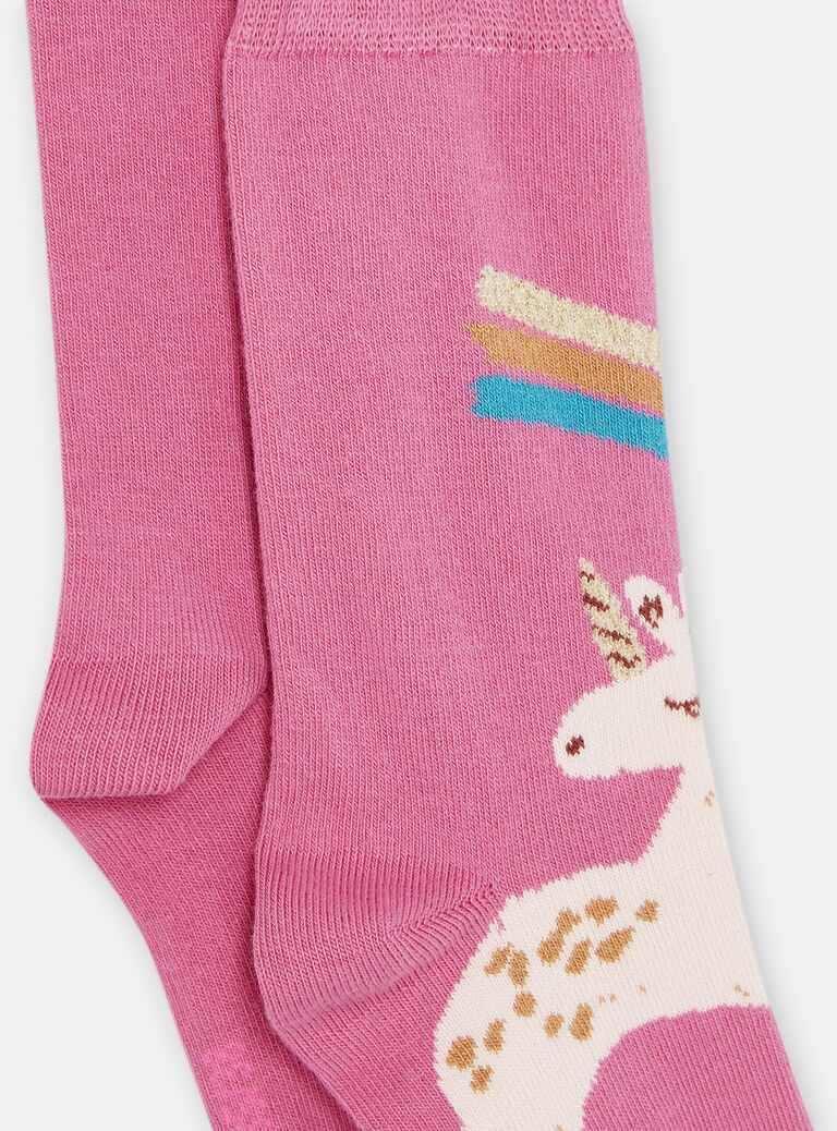 Chaussettes roses à imprimé licorne fille