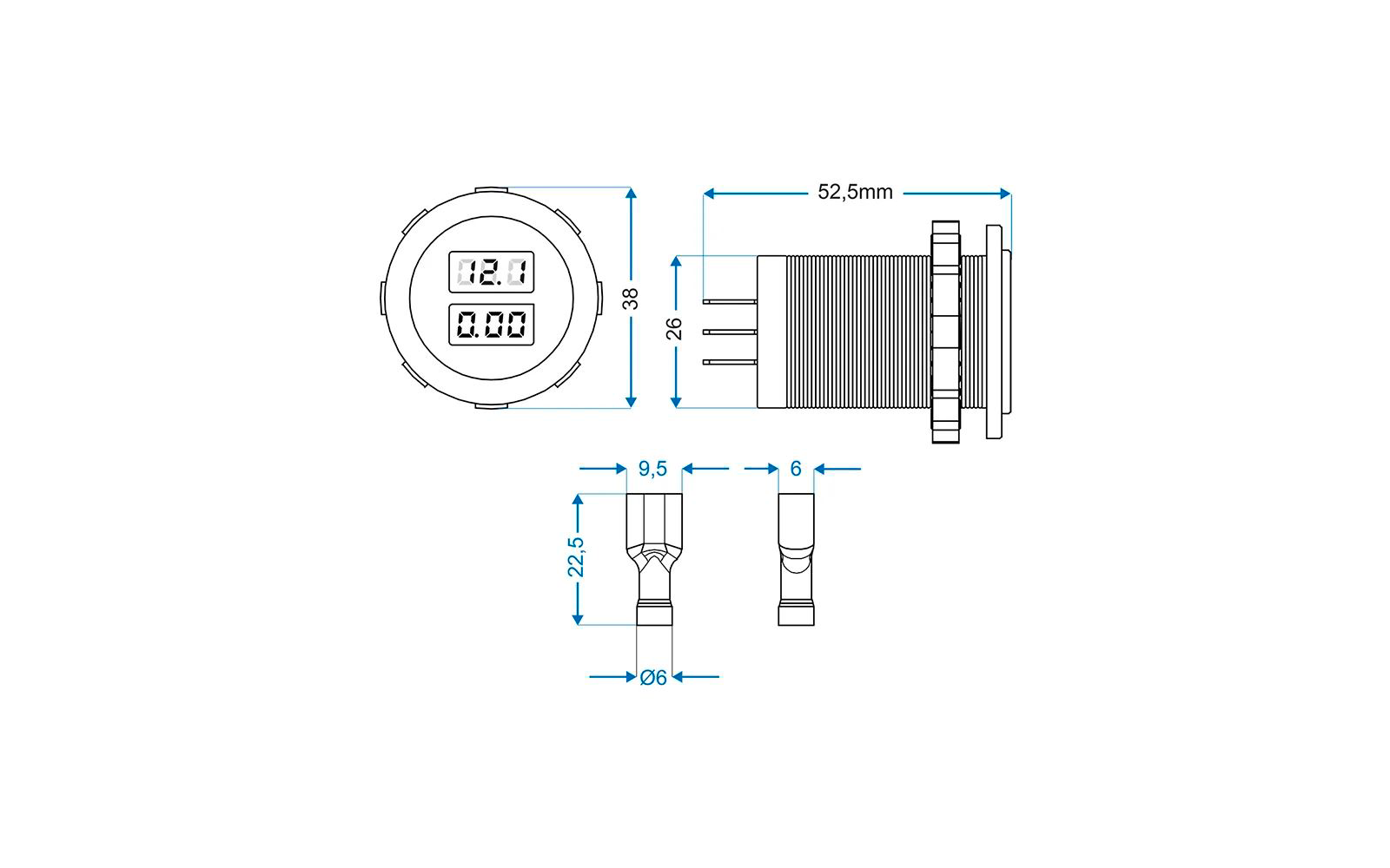 Pro Plus Volt und Amperemeter Messgerät 6-30 Volt und 0-10 Ampere