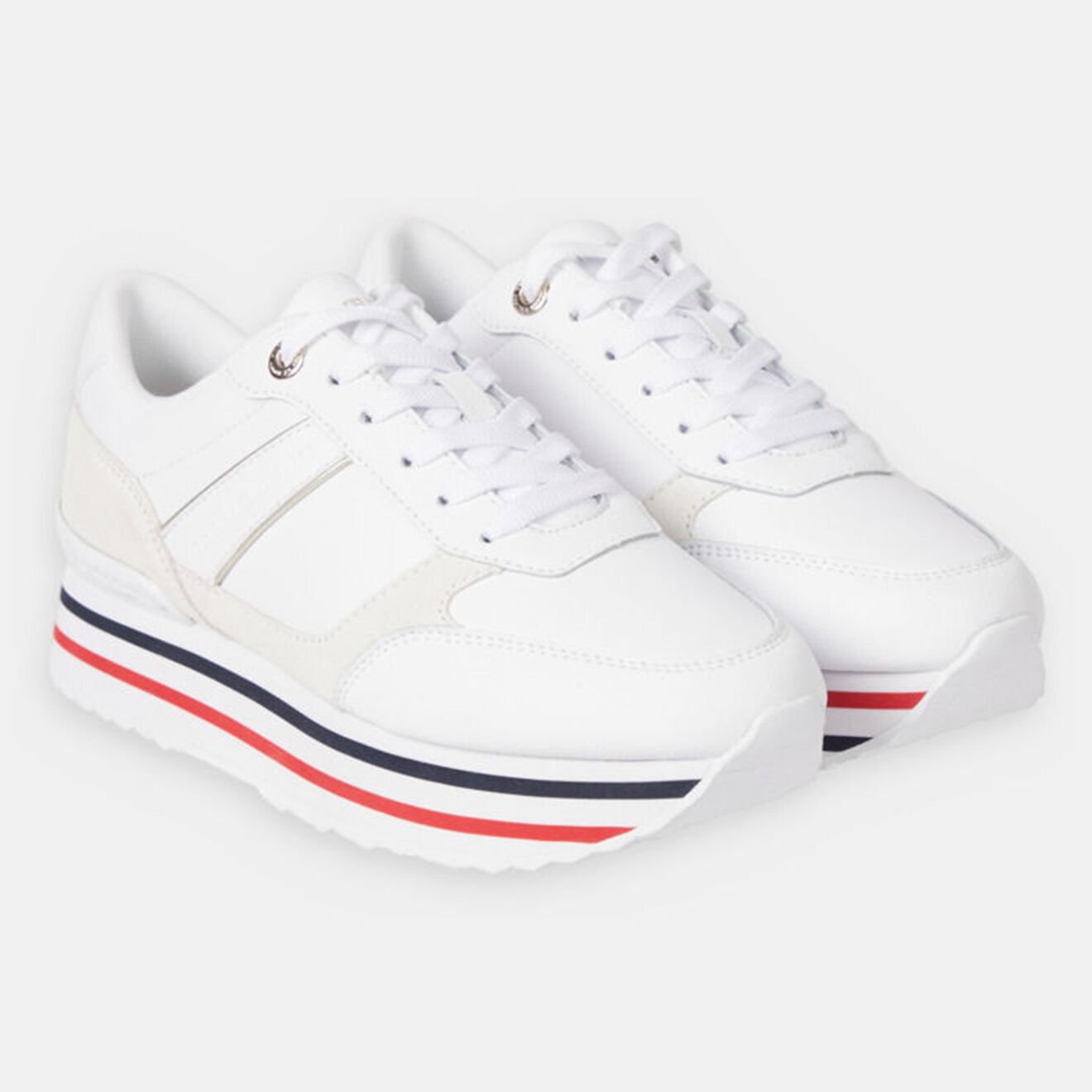 Tommy Hilfiger Baskets running en Cuir Plateforme rayures blanches