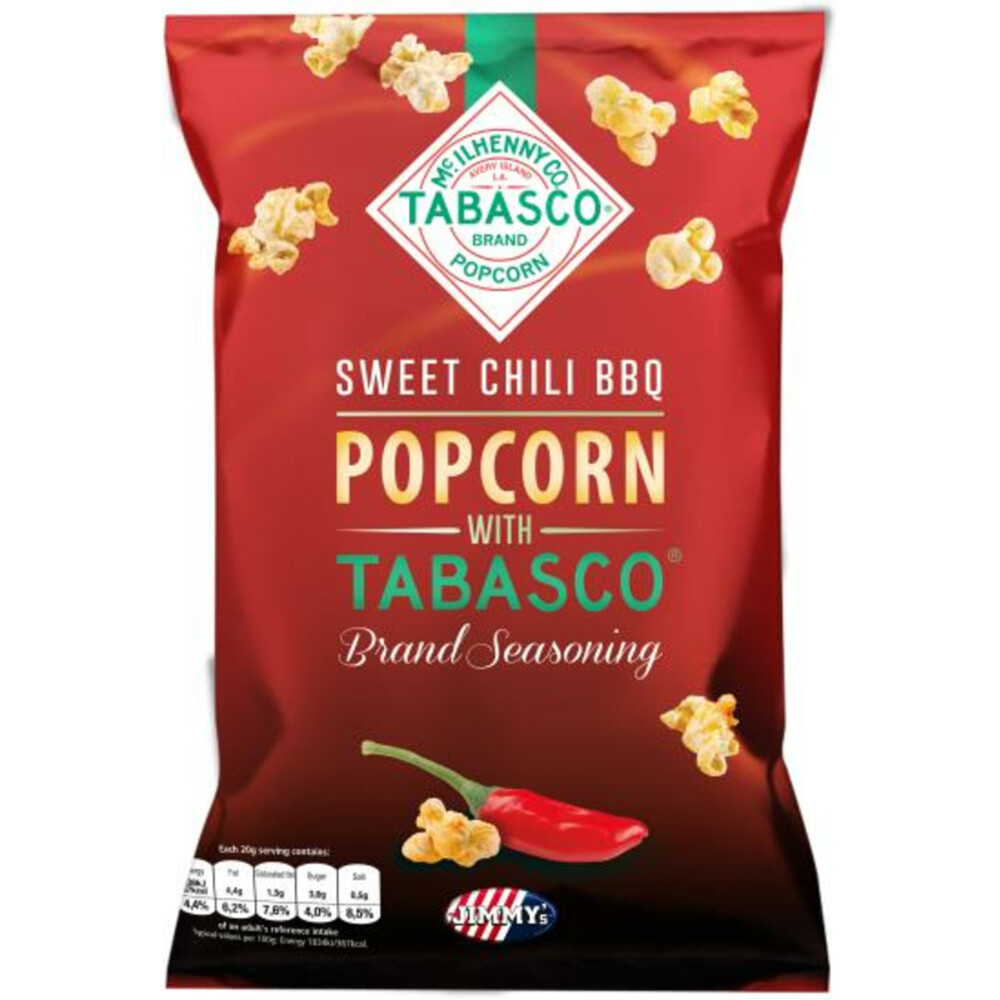 2x Jimmy's Popcorn Tabasco Sweet Chili BBQ90 gr
