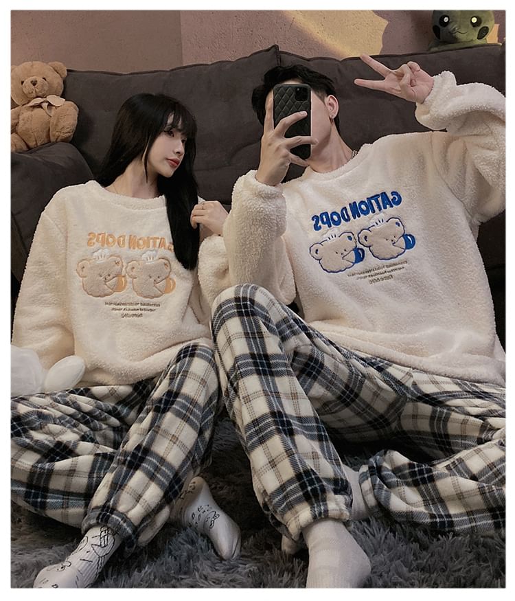 Sweetzer - Bijpassende pyjamaset voor koppels: sweatshirt + geruite broek