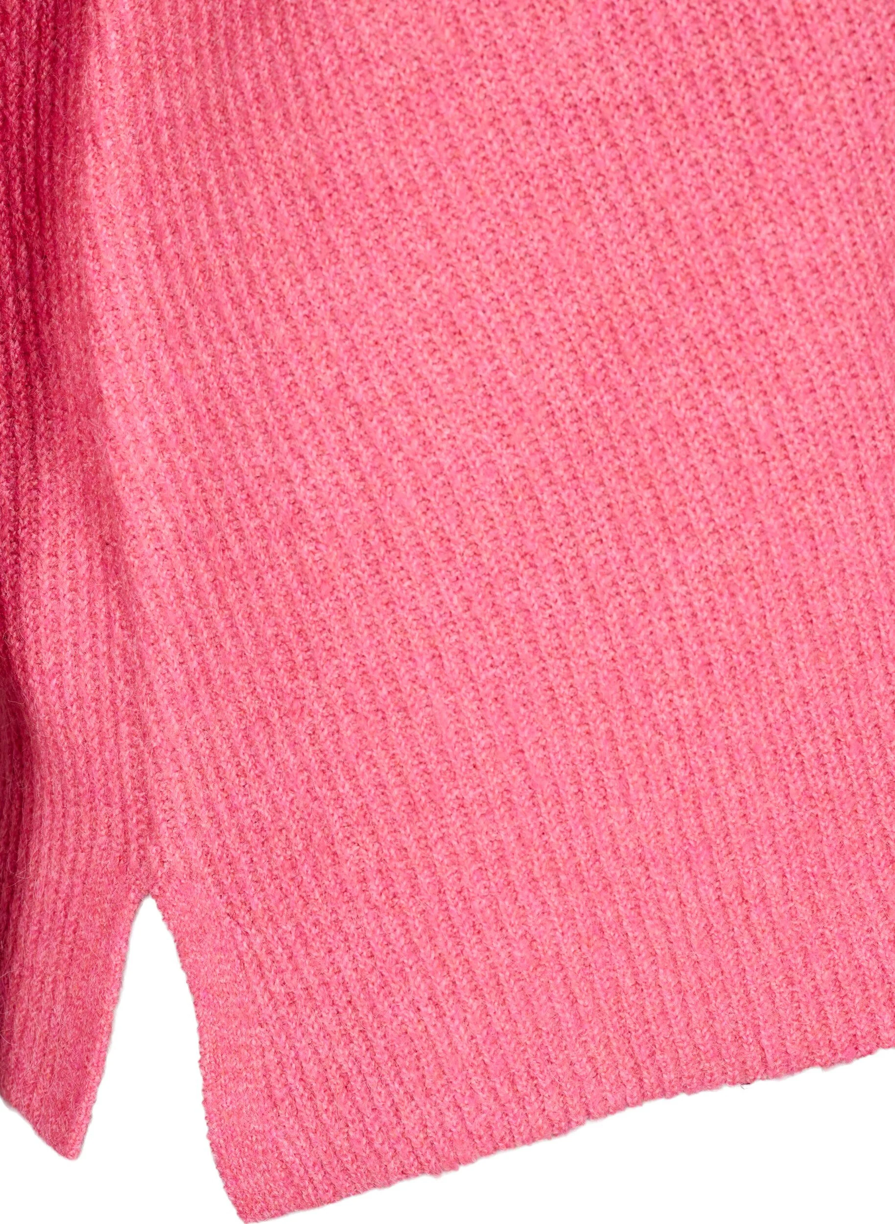 Strikbluse med v-hals og lange ærmer