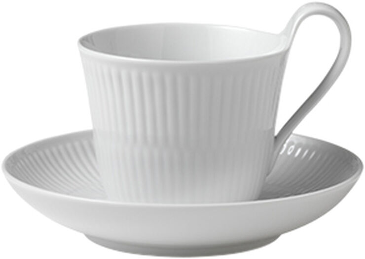 Royal Copenhagen White Fluted Cup and Saucer 24cl Hvid