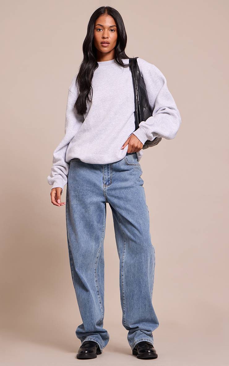 Gris Cendré Sweat-shirt Col Rond Oversize Tall