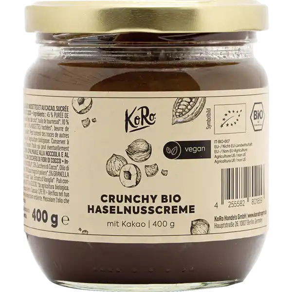 Bio Crunchy Haselnusscreme mit Kakao