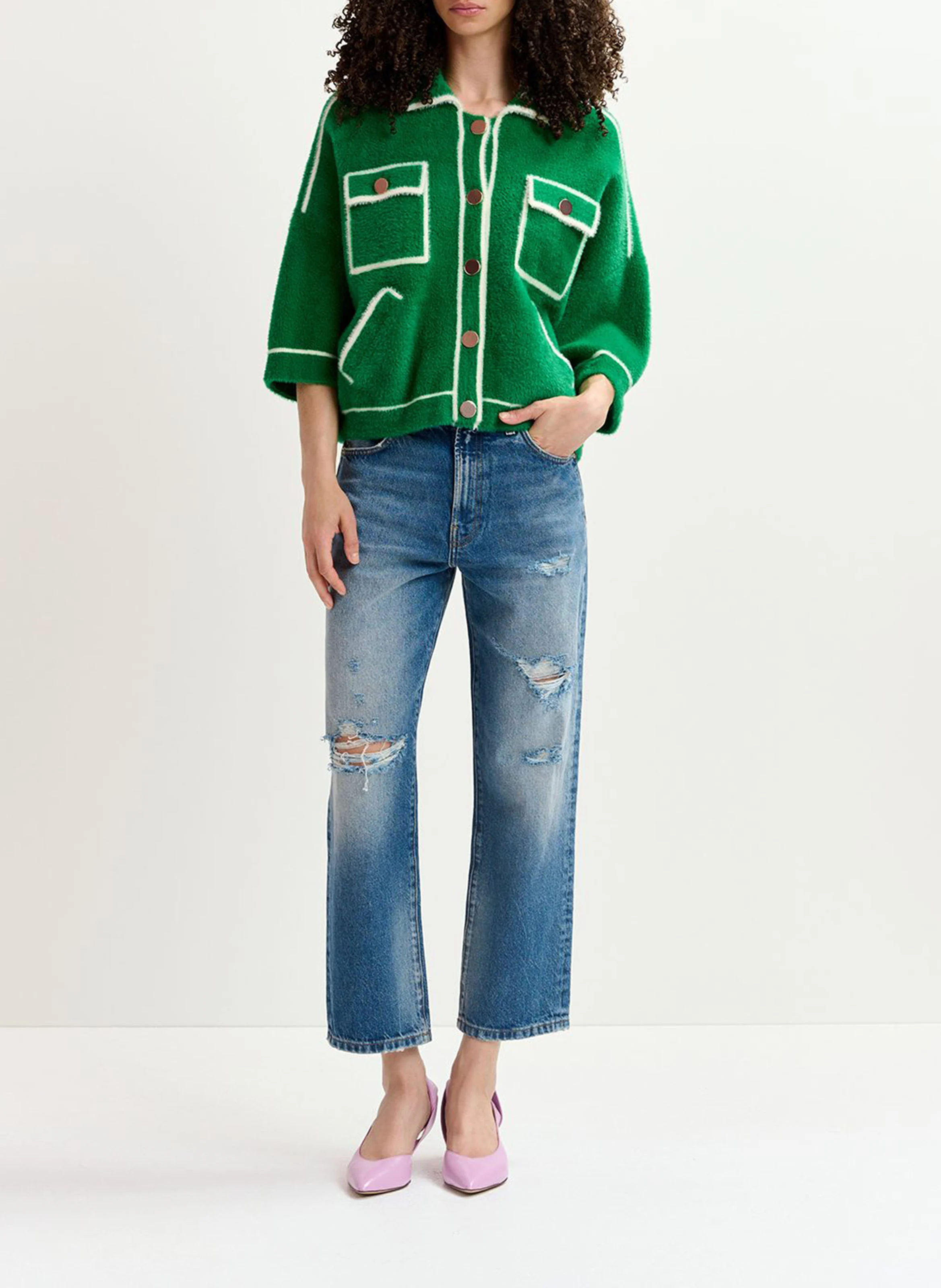 GALENA - Gilet col classique| Vert