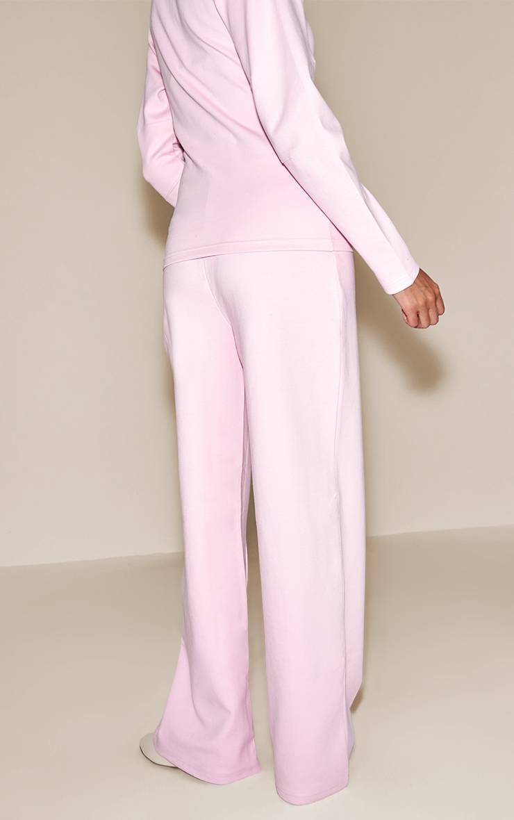 Rose Pantalon De Jogging Droit En Jersey Interlock À Pinces