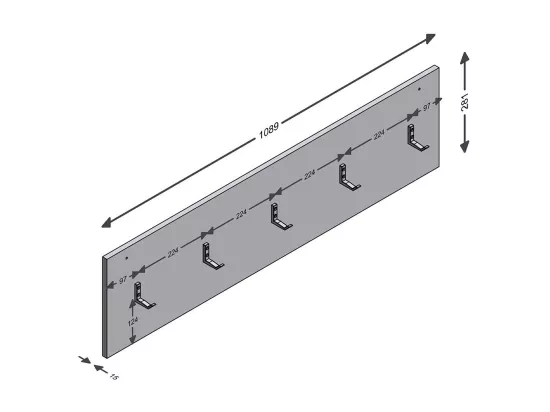 Porte manteau mural avec 5 crochets Belm 8 - L109 cm