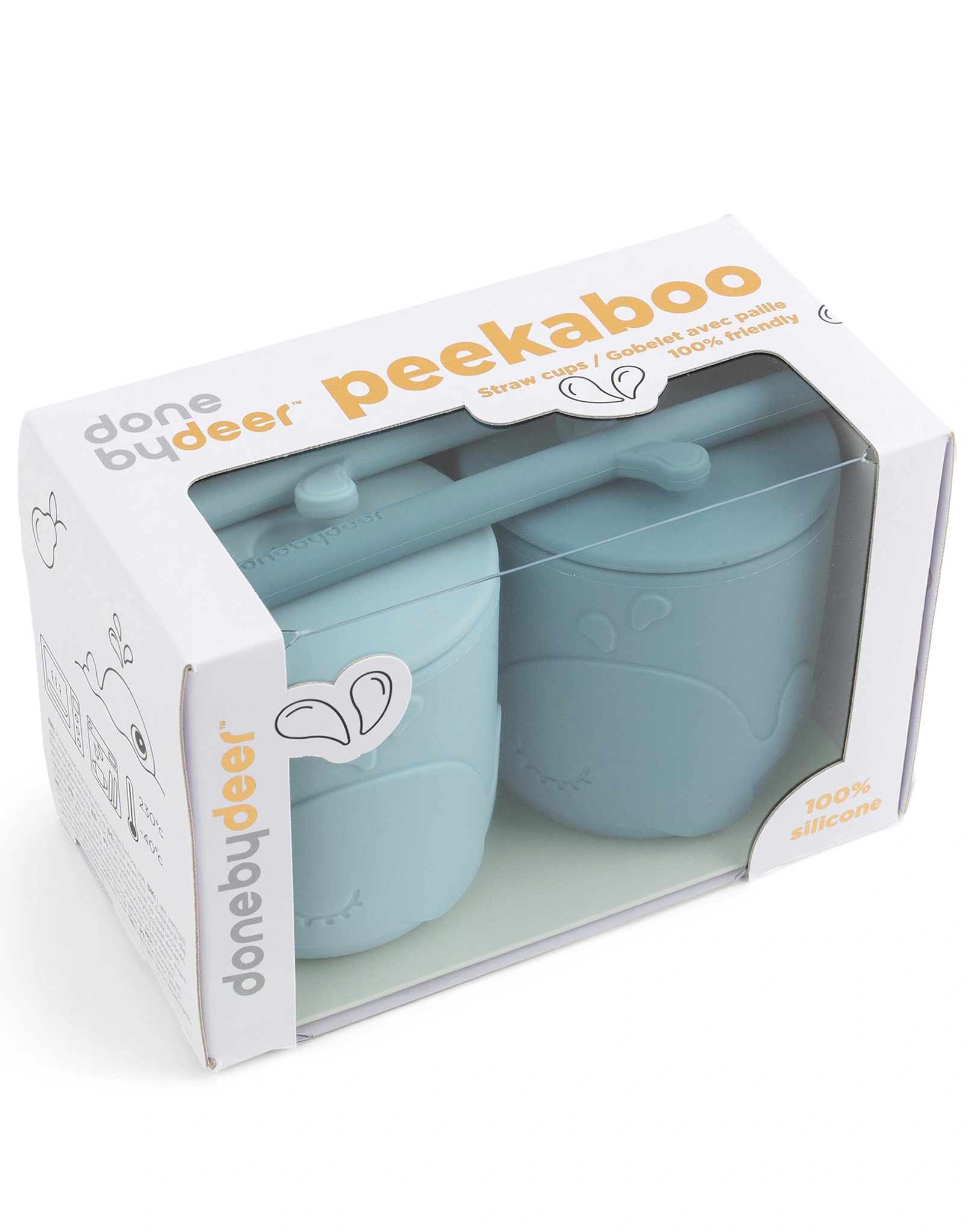 Strohhalmbecher PEEKABOO - WALLY 2er Pack in blau