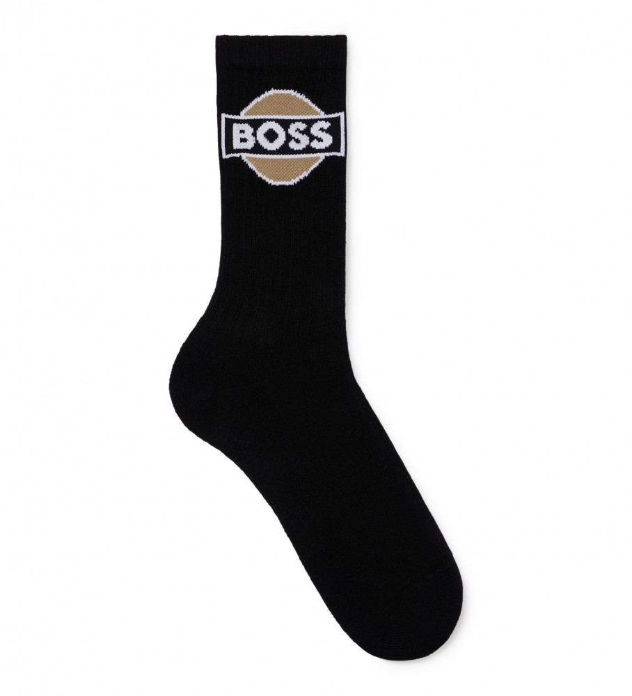 Meias pretas caneladas BOSS