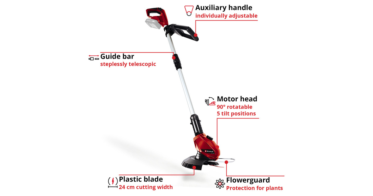 EINHELLAccu grastrimmer GE-CT 18 Li   (Rood/zwart, Accu niet inbegrepen)