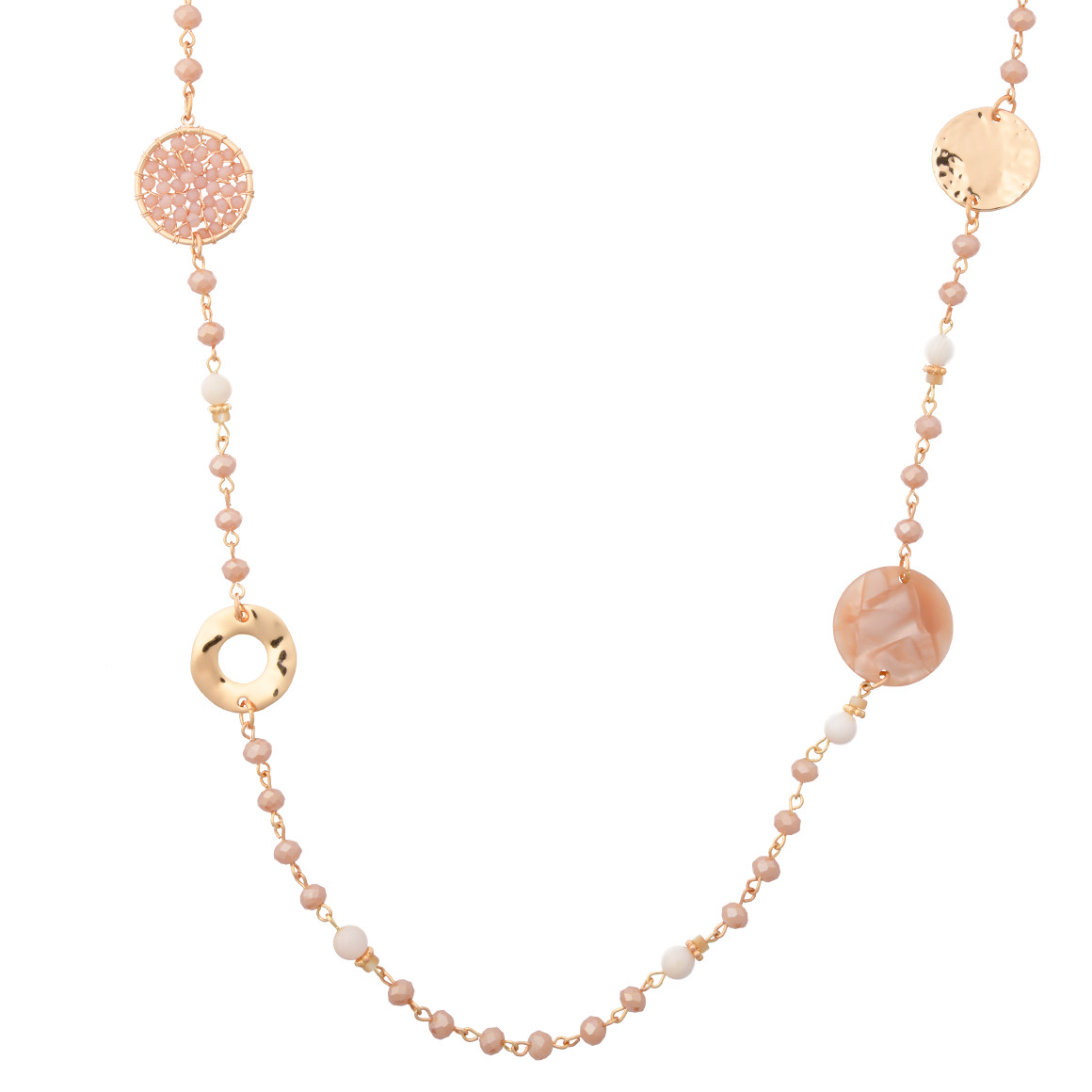 Gina Benotti Damen Kette mit verschiedenen Details rosa / gold