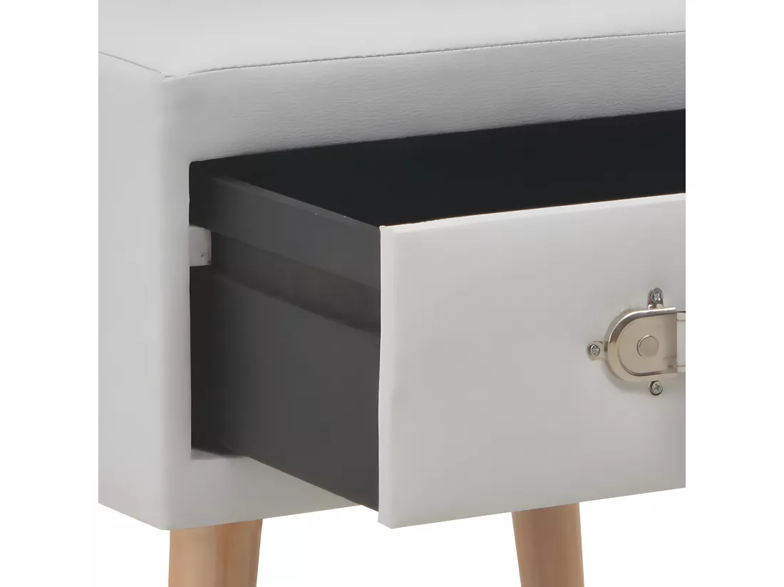 Table de chevet Blanc 40x35x40 cm Similicuir