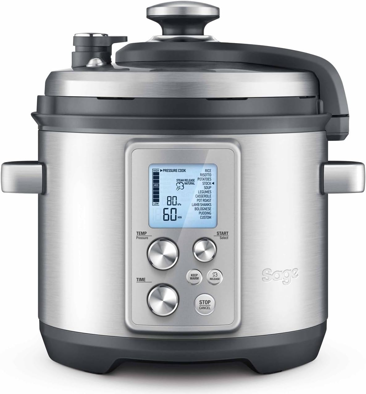 Sage - The Fast Slow Pro - Schnellkochen, Langsamkochen, Sautieren, Dämpfen, Schmoren, Risotto Machen, Gebürsteter Edelstahl