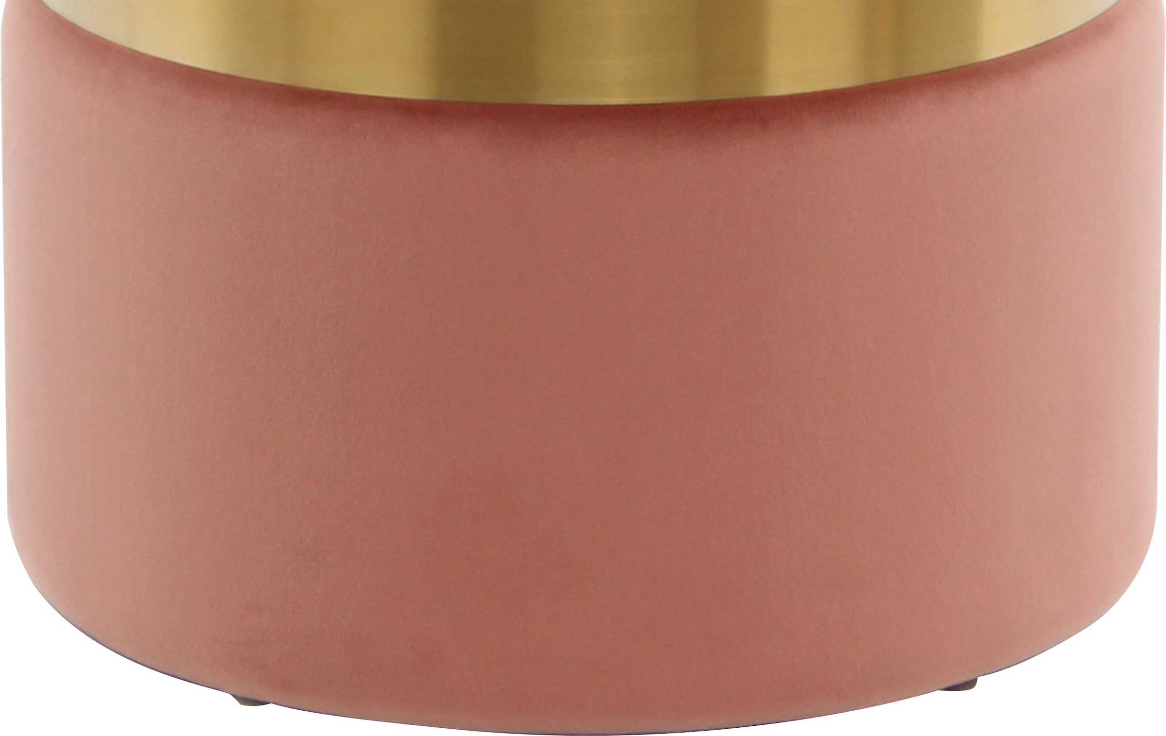 Kayoom Stauraumhocker »Hocker Zora 125 2er-Set, samtweicher Stoffbezug,runde elegante Form« Set, 2 Stk. tlg. edles Design mit Metallring, gepolstert, mit Stauraum