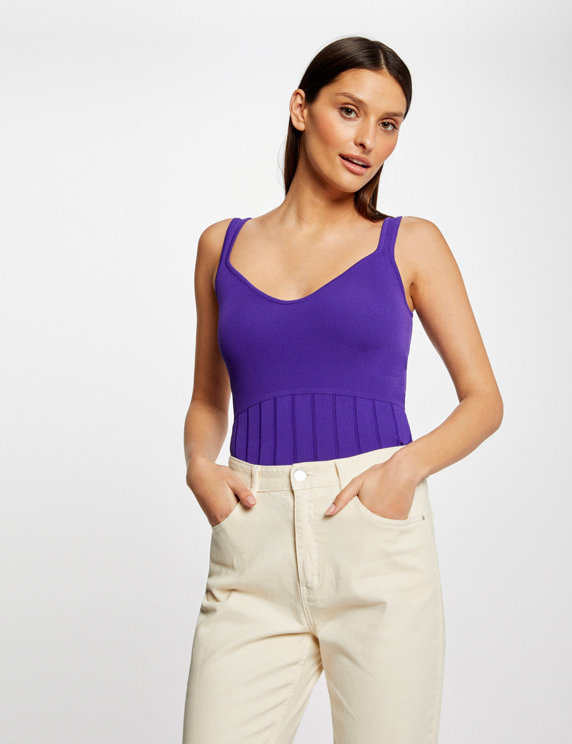 Débardeur pull à bretelles violet femme - violet