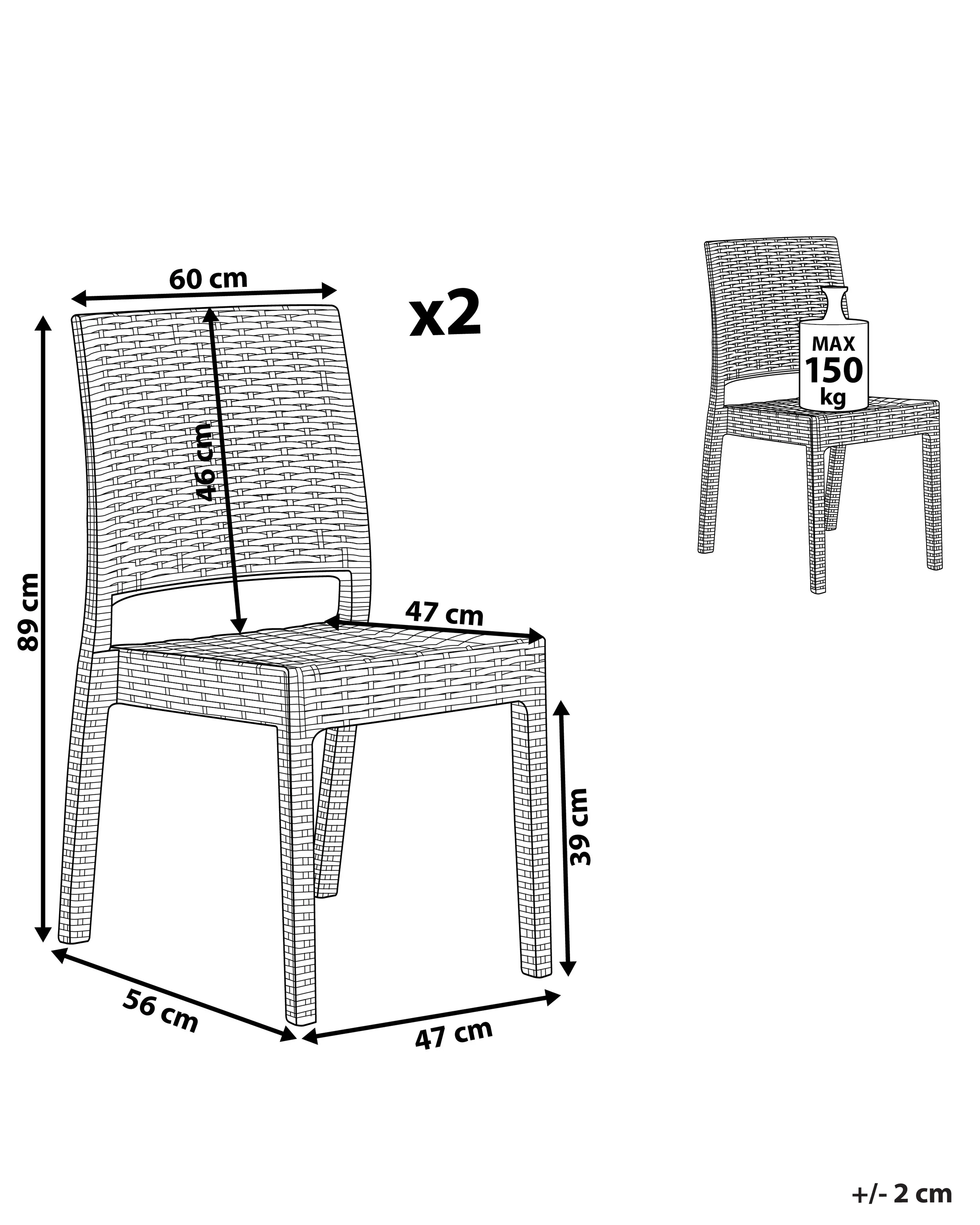Set van 2 tuinstoelen FOSSANO Synthetisch materiaal Wit