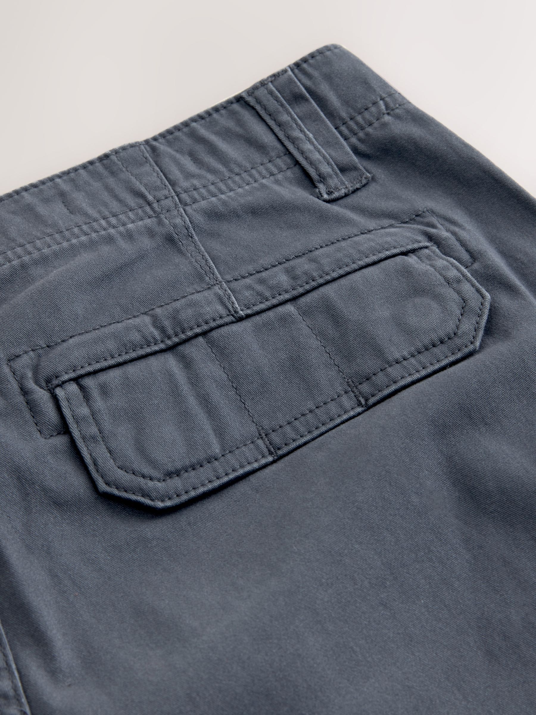 Blauw - Slim Fit - Katoenen cargostretchbroek