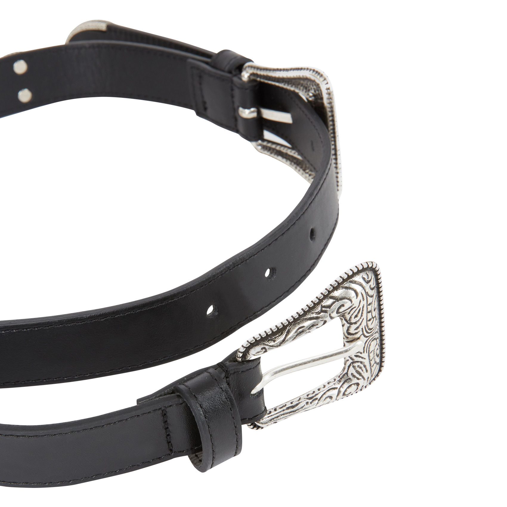 Ceinture à boucle en cuir| Noir