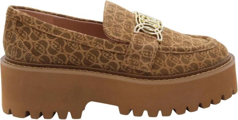 Liu Jo Maxi Wonder 97 BIS leren sneakers bruin beige