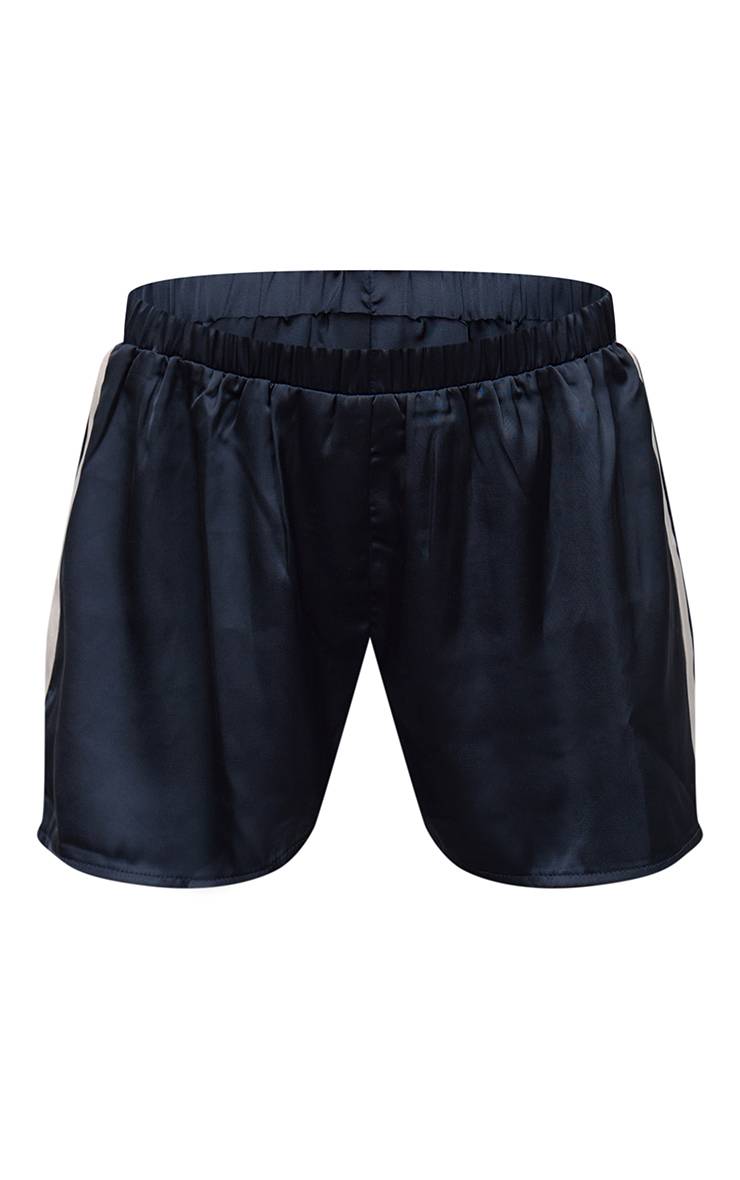 Bleu Marine Short À Détail De Bande Contrastée À La Taille