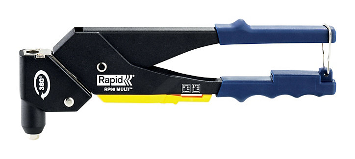 Pince à riveter Rapid RP60 multi + 150 rivets + 3 forets, Coffret