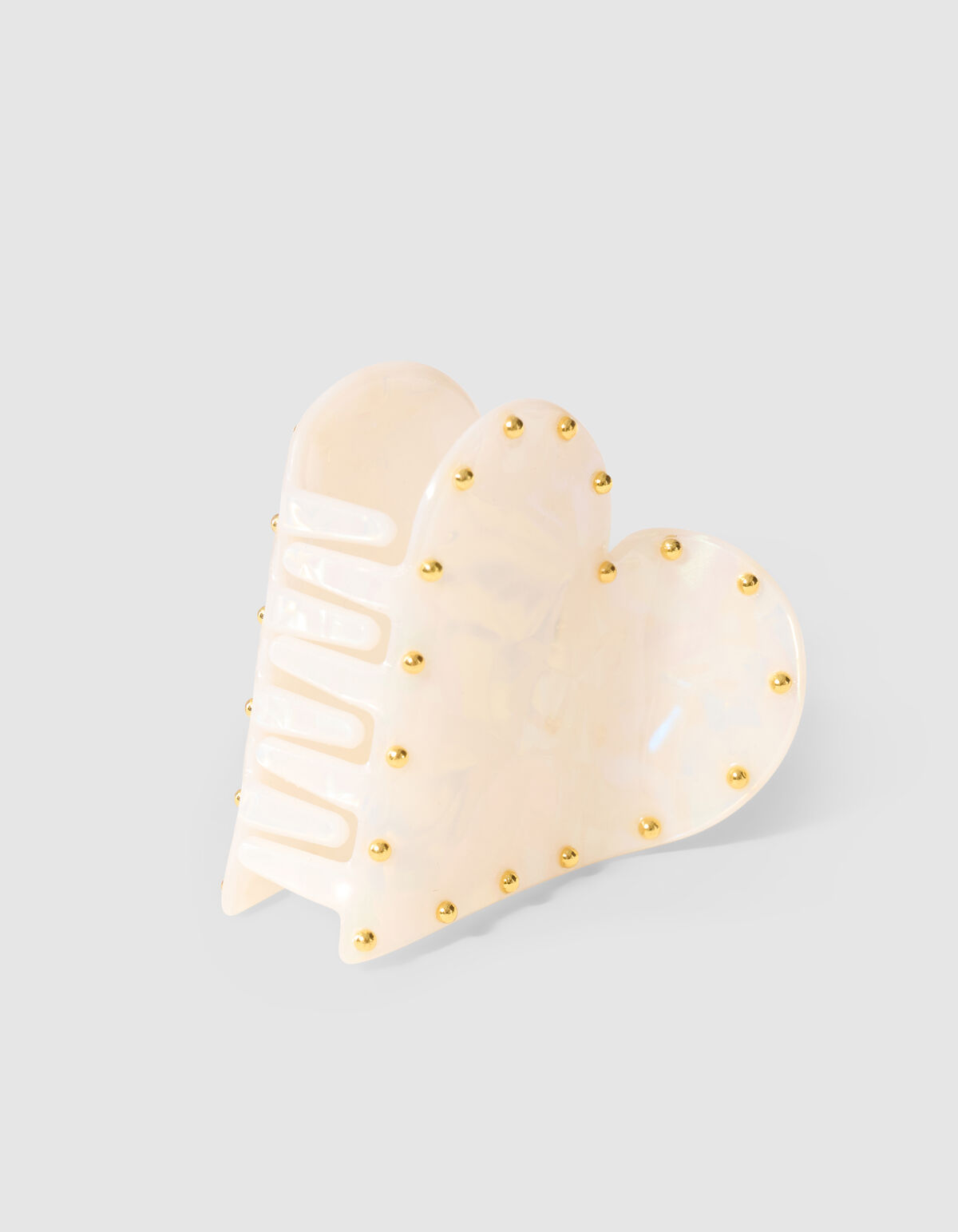 Studded Heart Haarclip Gebroken Wit