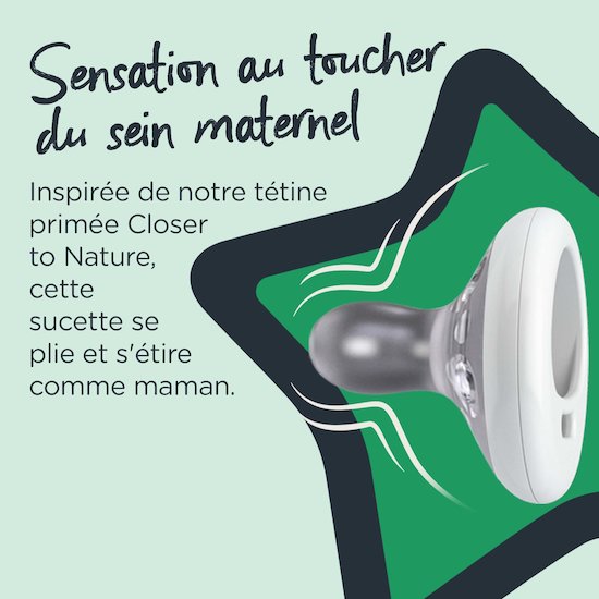 Tétines Closer to Nature forme naturelle   Jour        0-6 mois   de               Tommee Tippee