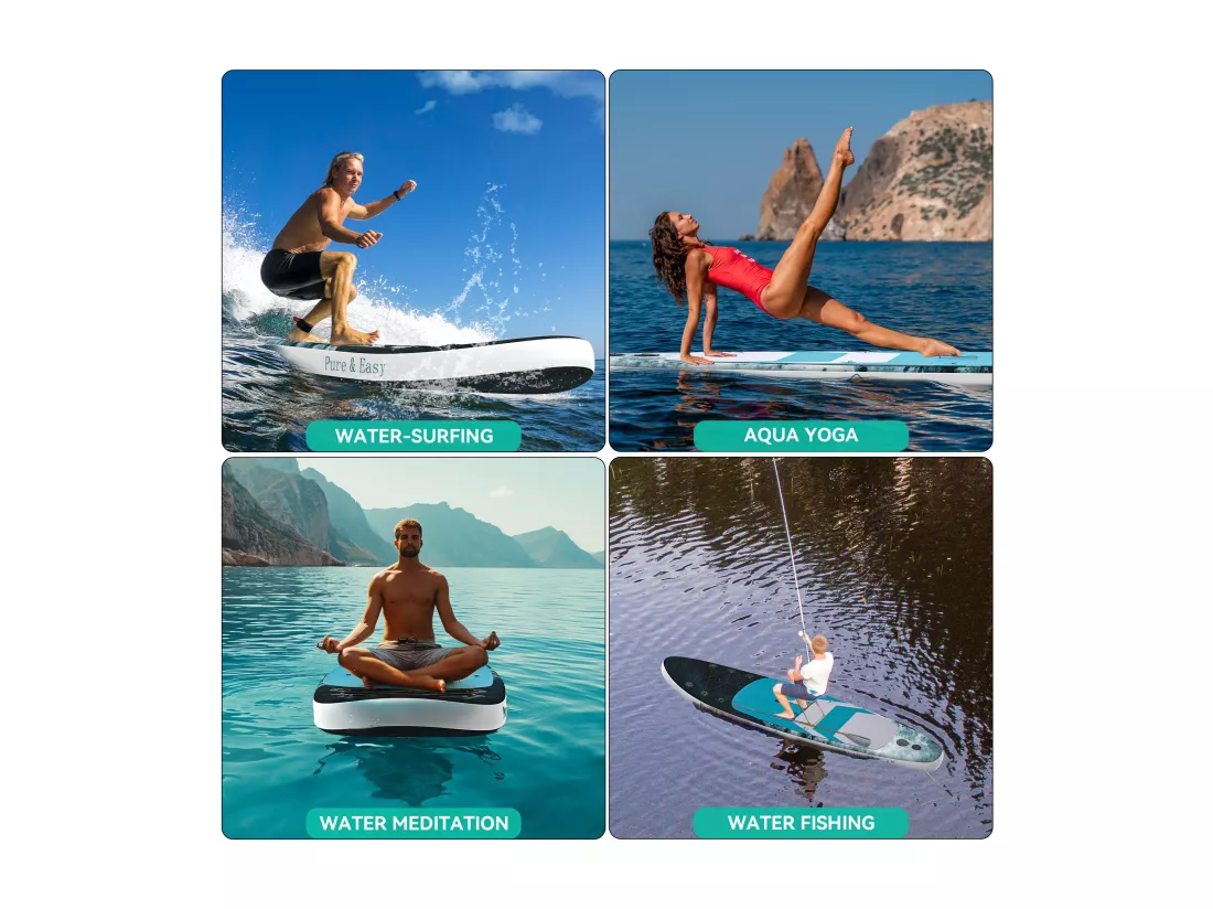 YITAHOME Planche de Surf - Adulte - avec Sac étanche - Pompe - Bateau Debout Adultes - 81x320x15cm - Bleu Marine