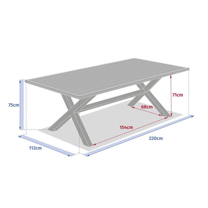 Table de jardin AXIOME Eucalyptus & Blanc