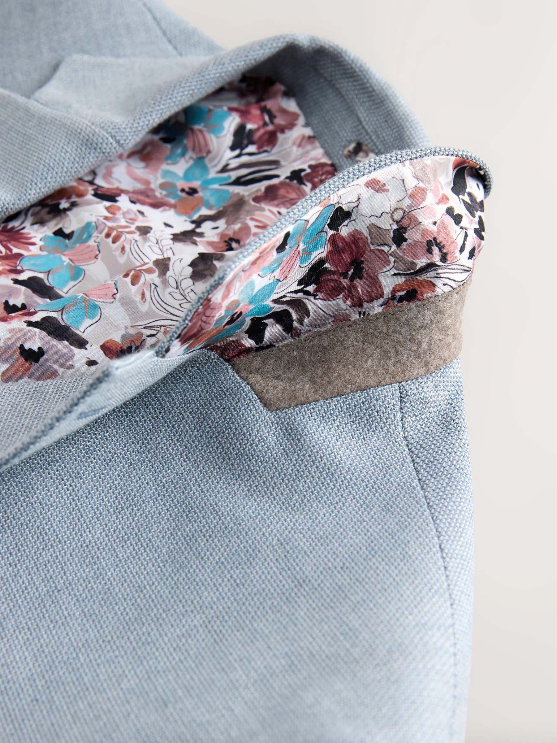 Lichtblauw - Slim Fit - Modieuze blazer met textuur