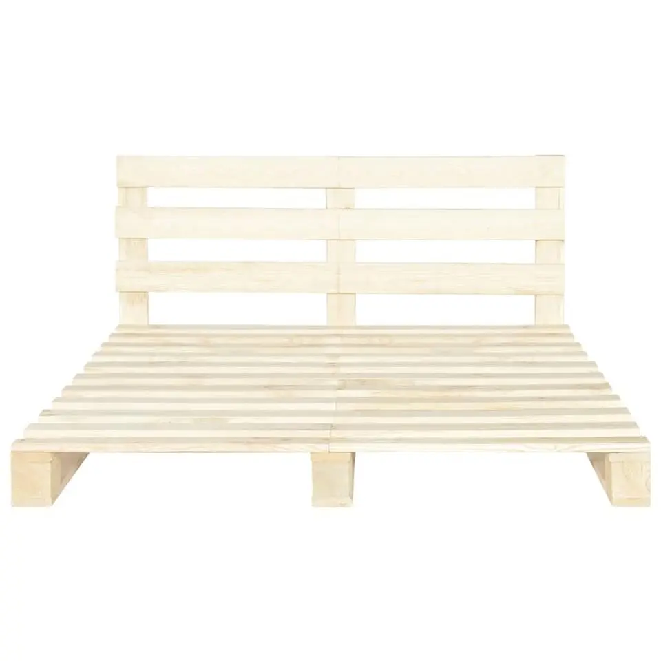 vidaXL - Bed frame pallet met hoofdeinde - Naturel - Grenenhout - 140x200 cm