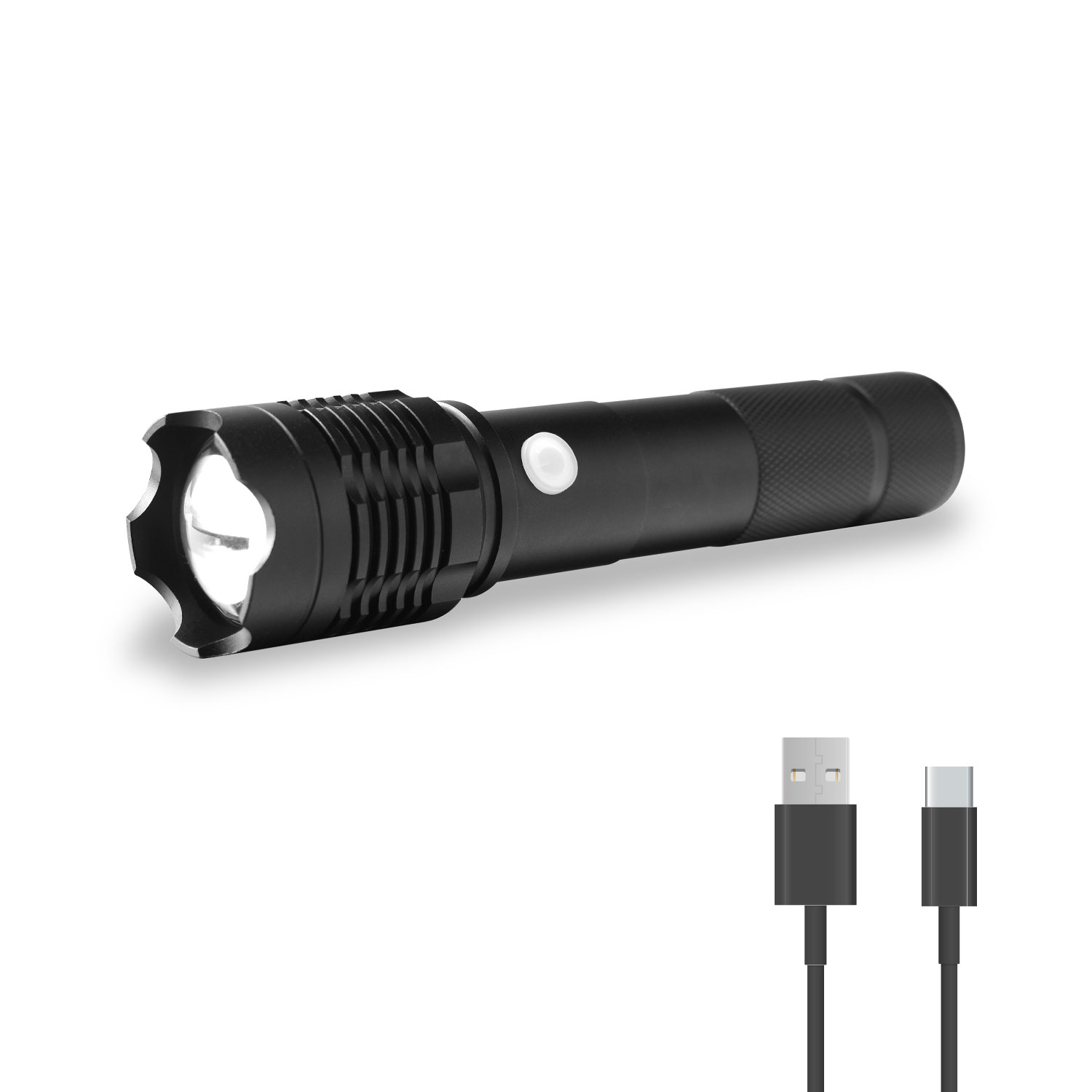 FlinQ oplaadbare LED zaklamp - Black
