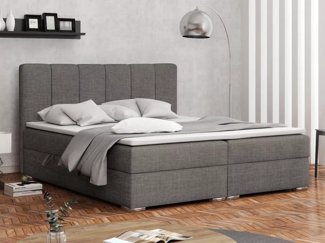 LIT BOXSPRING avec coffres Provo 180x200 cm, Lux 06 (Gris)